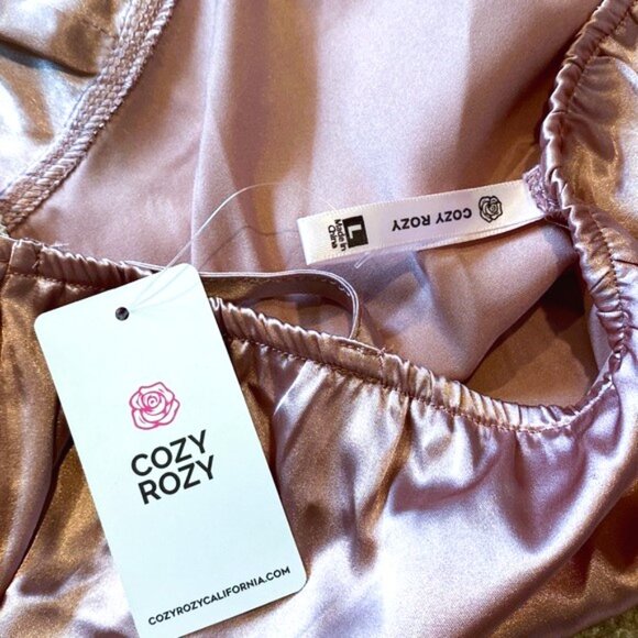 Cozy Rozy Dusty Rose color Slip Dress Chemise Pajama Nighty Sz L (8-10) Silky - Picture 4 of 10